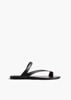 Aimee Flat Sandal in Black Leather