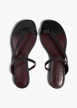 Aimee Flat Sandal in Black Leather