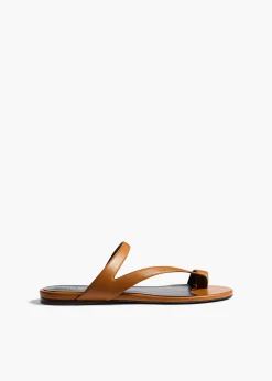 Aimee Flat Sandal in Cuoio Leather