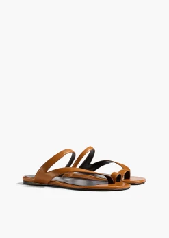 Aimee Flat Sandal in Cuoio Leather