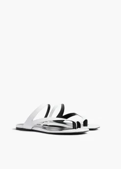 Aimee Flat Sandal in Optic White Leather