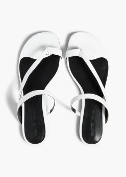 Aimee Flat Sandal in Optic White Leather