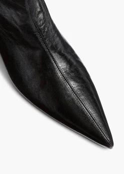 Andee Knee-High Boot in Black Glazed Leather