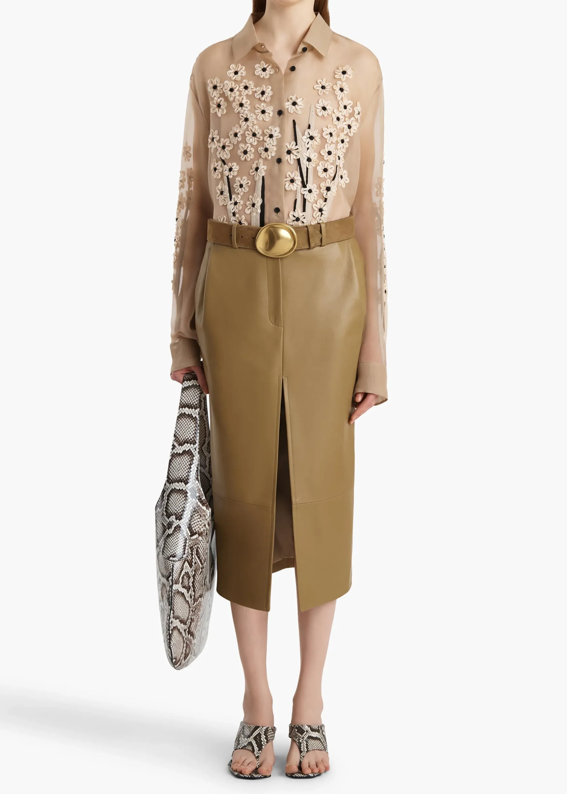 Anden Skirt in Golden Ochre Leather