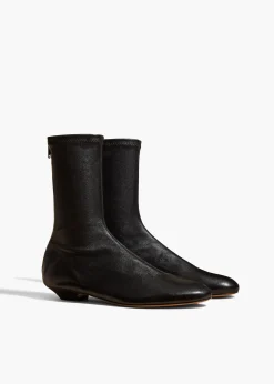 Apollo Flat Ankle Boot in Black Leather