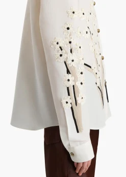Argo Top in Natural with Floral Embroidery