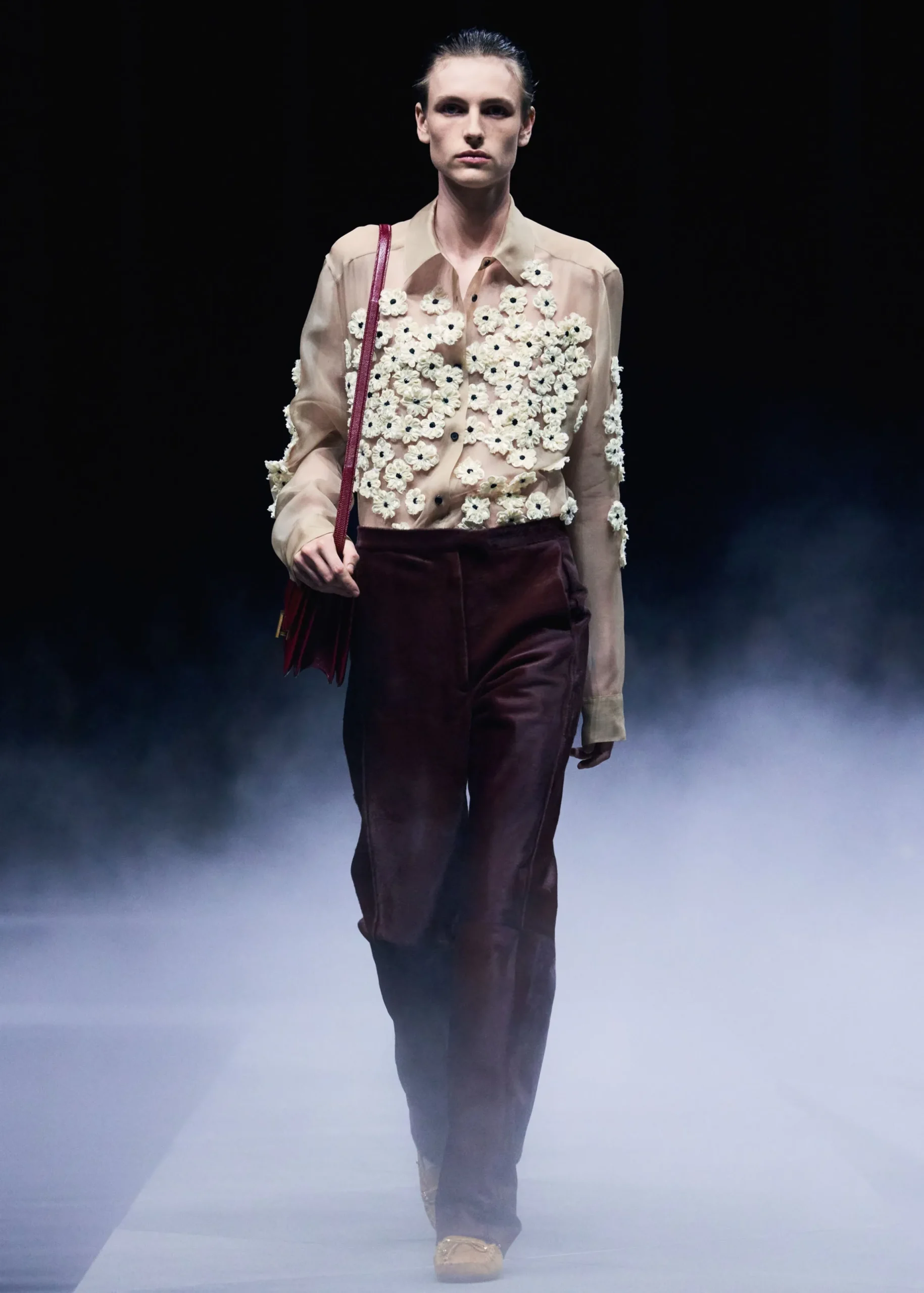 Argo Top in Tea Stain with Floral Embroidery