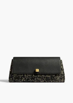 Audrey Clutch in Black and White Marled Raffia