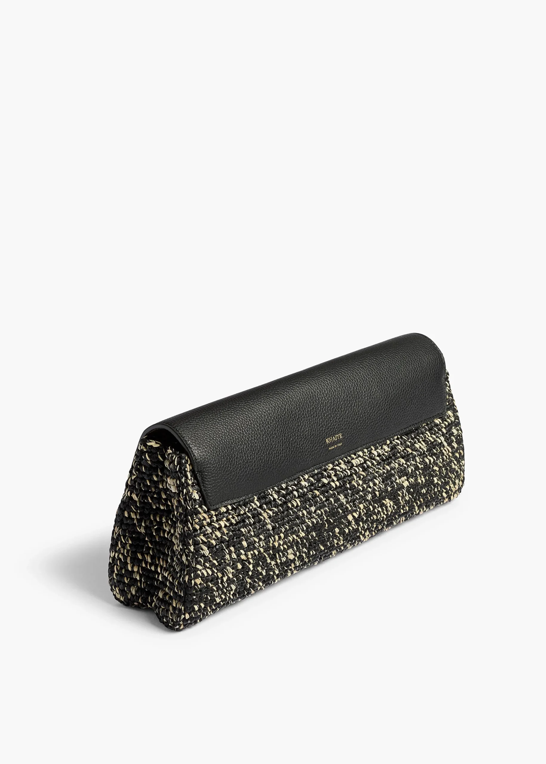 Audrey Clutch in Black and White Marled Raffia