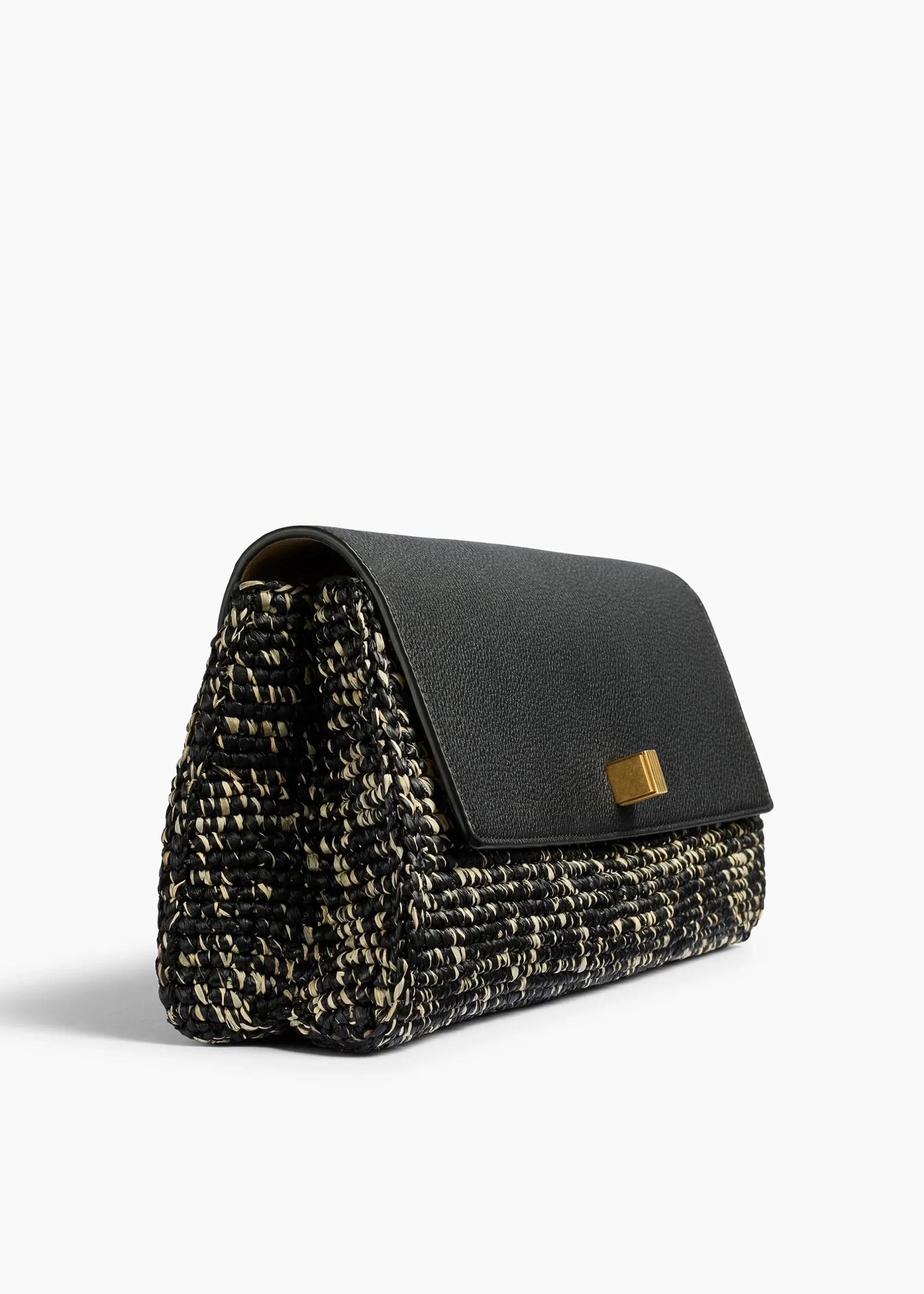 Audrey Clutch in Black and White Marled Raffia