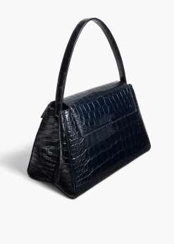 Audrey Top Handle Bag in Midnight Alligator