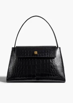 Audrey Top Handle Bag in Black Alligator