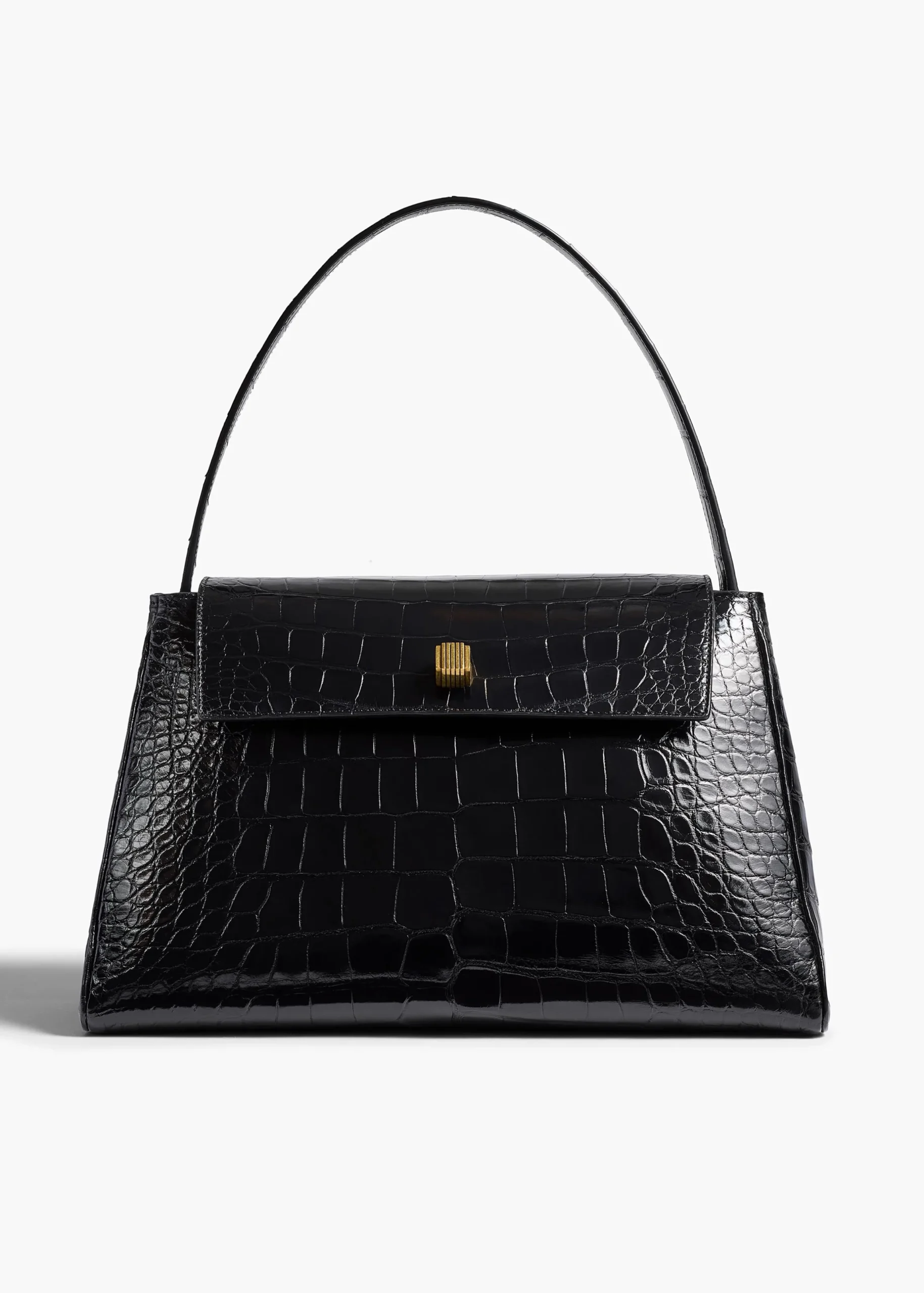 Audrey Top Handle Bag in Black Alligator