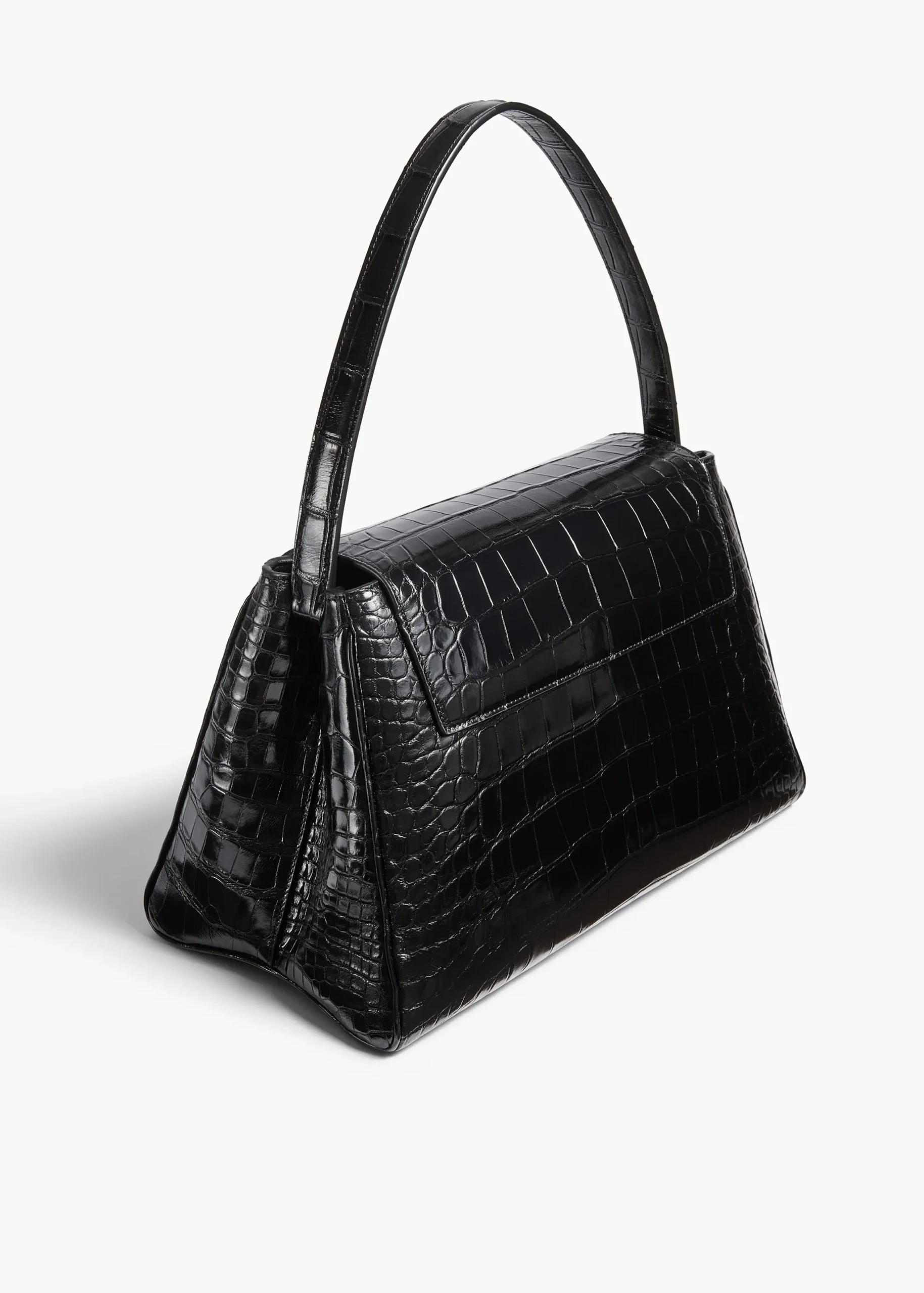 Audrey Top Handle Bag in Black Alligator