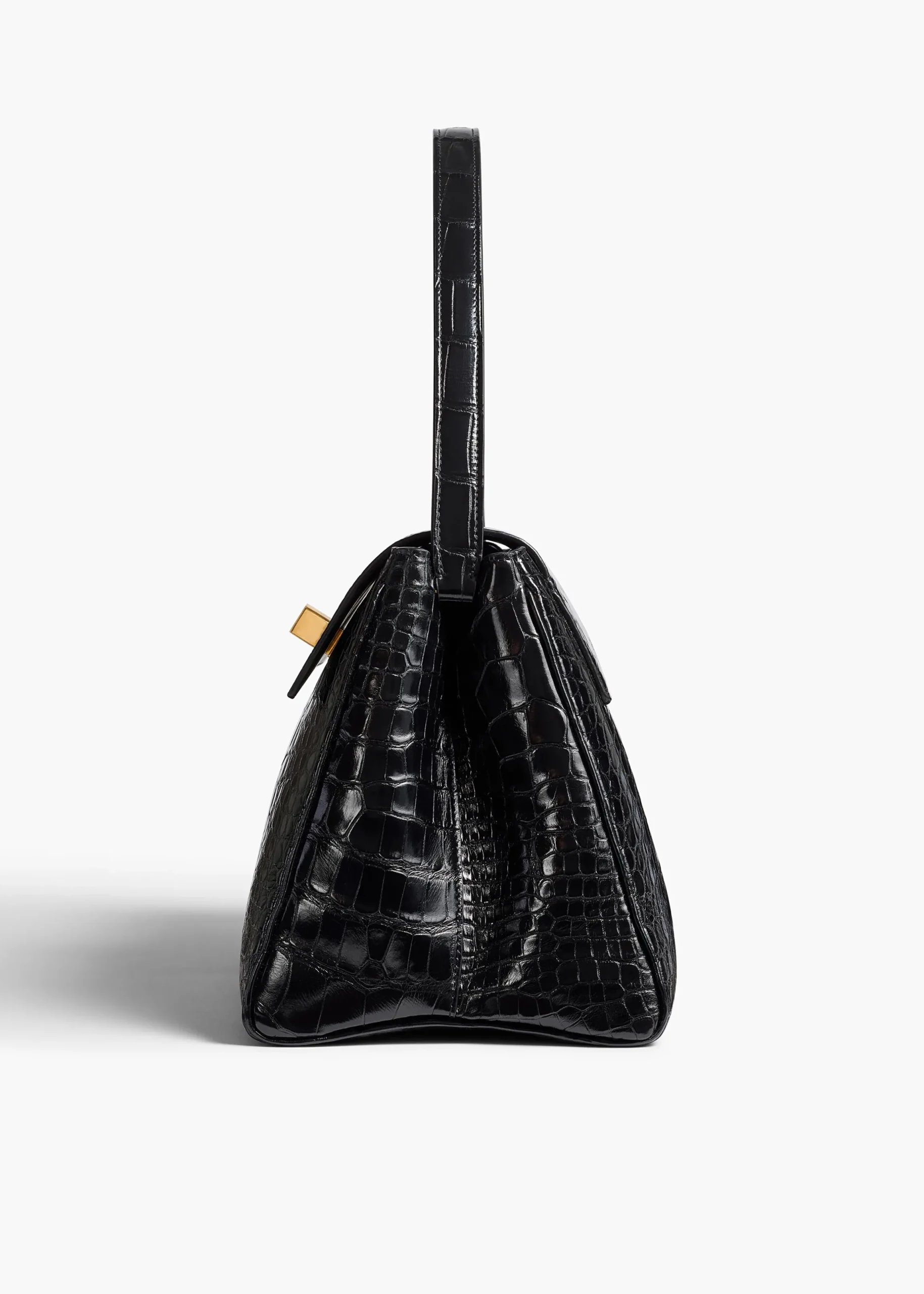 Audrey Top Handle Bag in Black Alligator