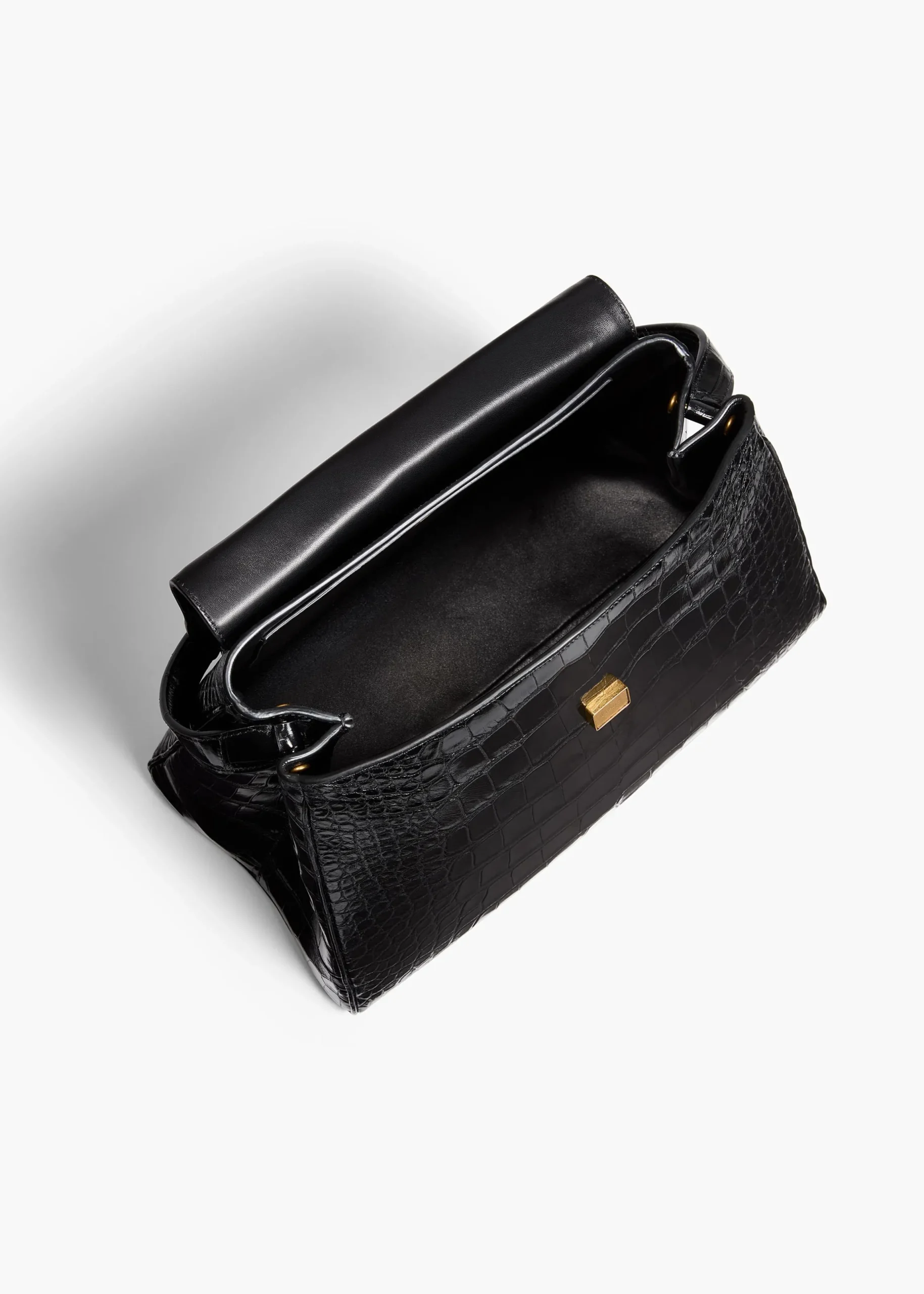 Audrey Top Handle Bag in Black Alligator