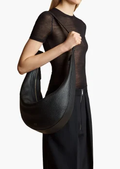 Augustina Hobo in Black Pebbled Leather