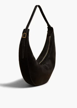 Augustina Hobo in Black Suede