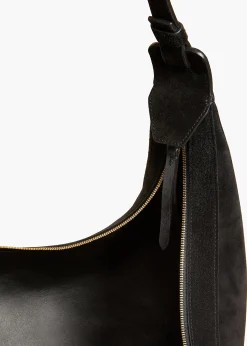 Augustina Hobo in Black Suede