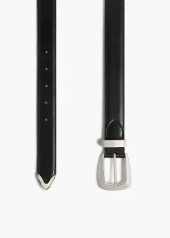 Benny Belt in Black Leather with Silver
