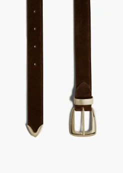 Benny Belt in Coffee Suede with Gold