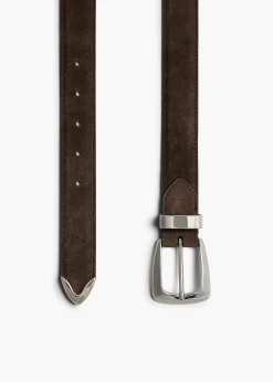 Benny Belt in Ebano Suede with Silver