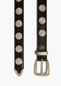 Benny Belt with Studs in Black Leather and Silver