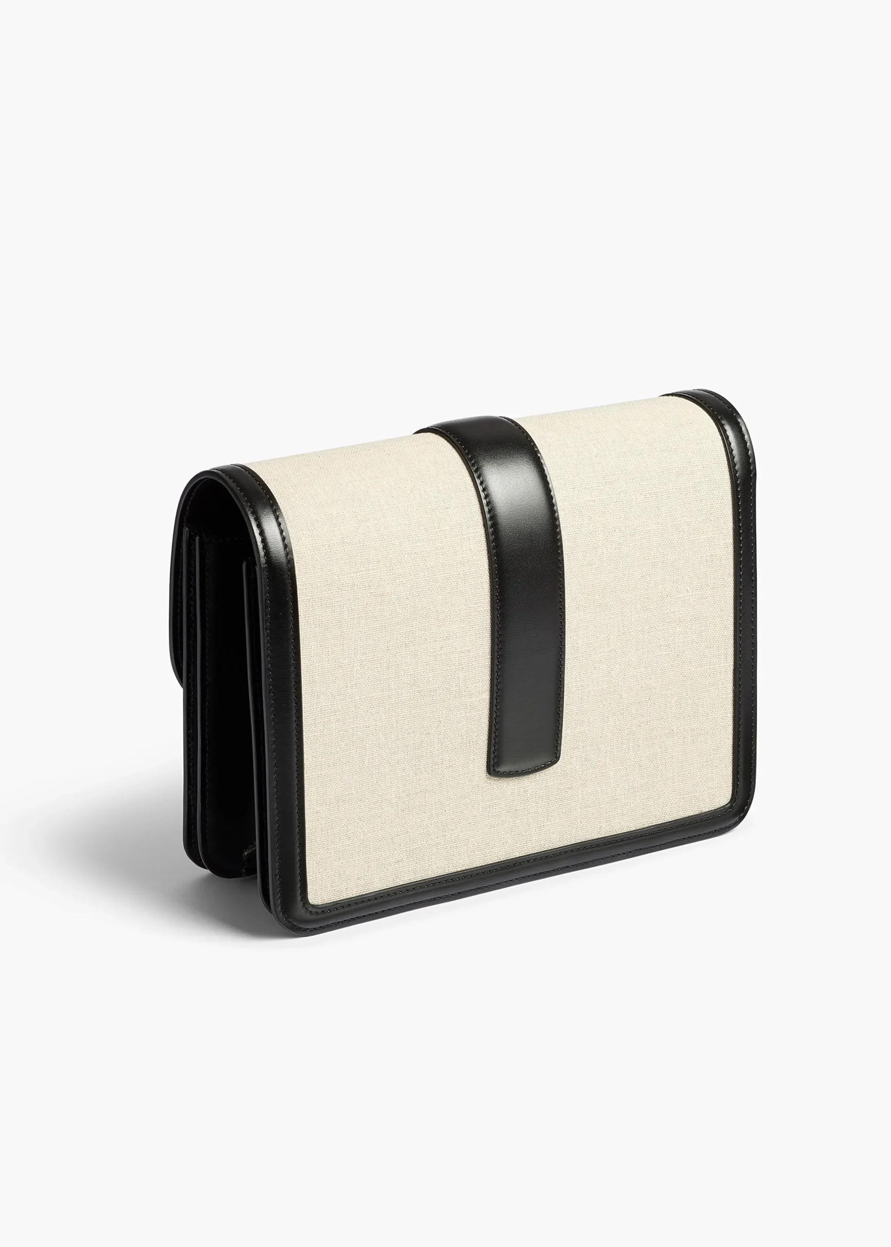 Blake Crossbody Bag in Black Leather with Natural Canvas