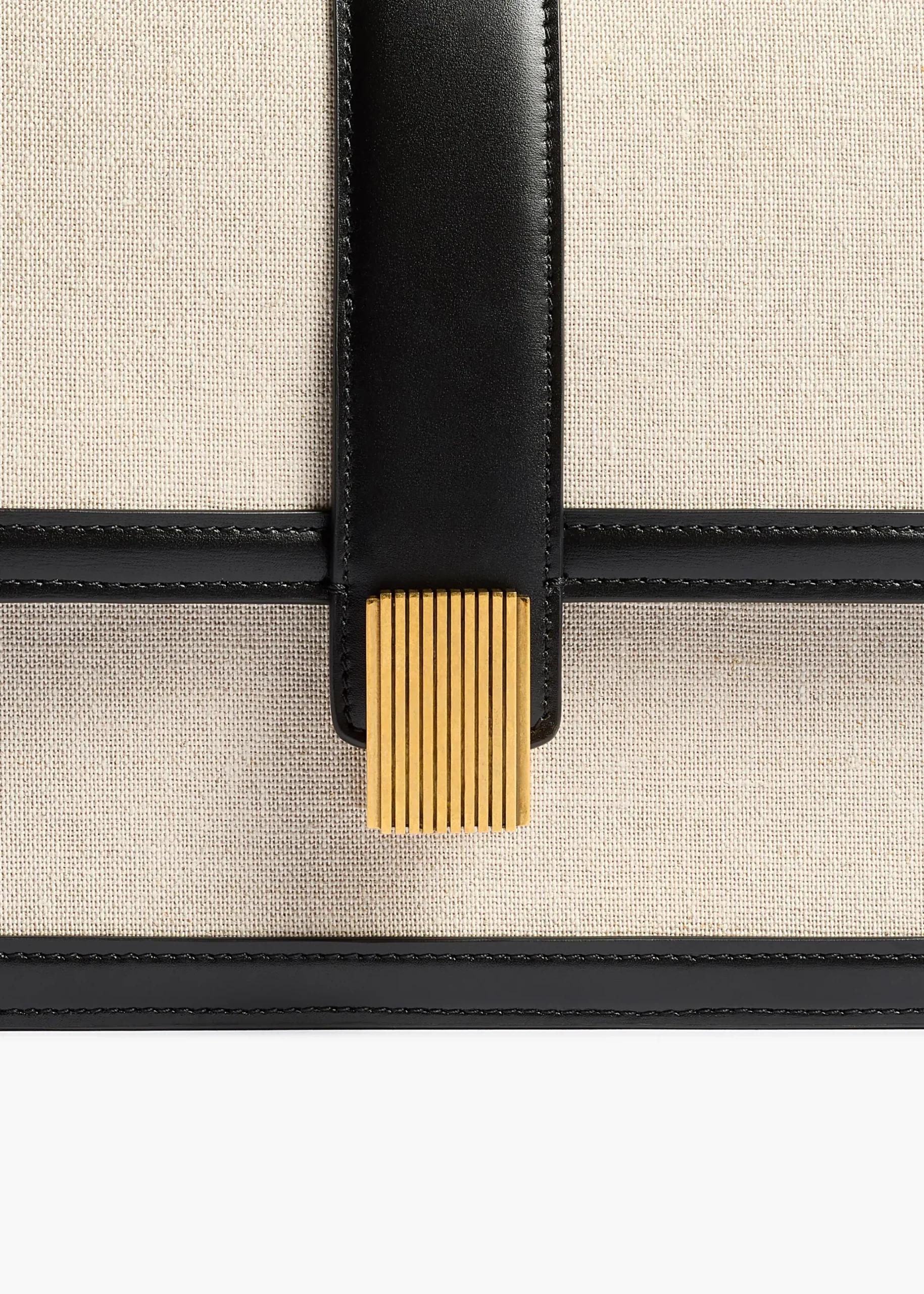 Blake Crossbody Bag in Black Leather with Natural Canvas