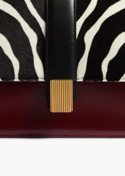 Blake Crossbody Bag in Zebra Print Haircalf and Oxblood Leather