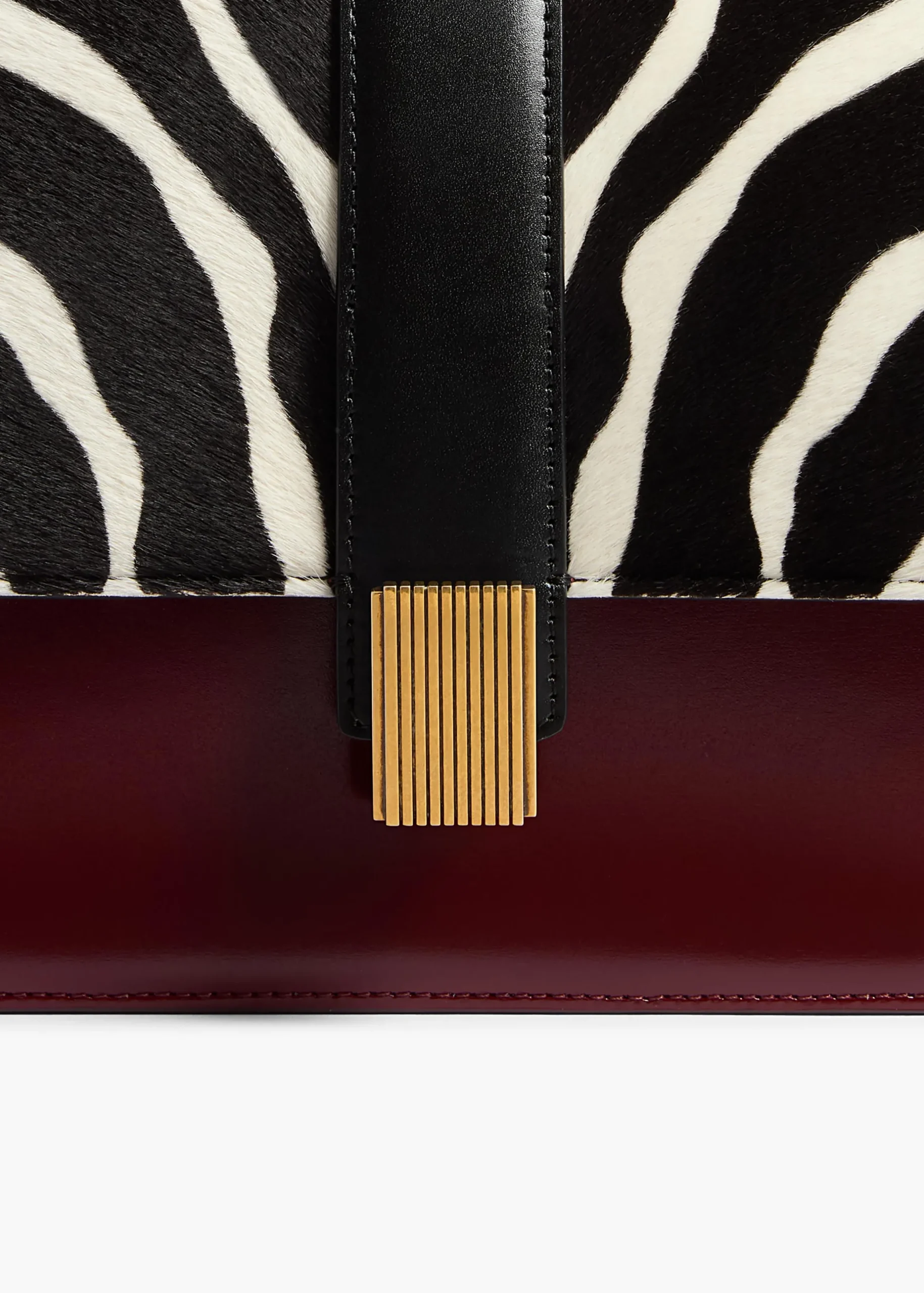 Blake Crossbody Bag in Zebra Print Haircalf and Oxblood Leather