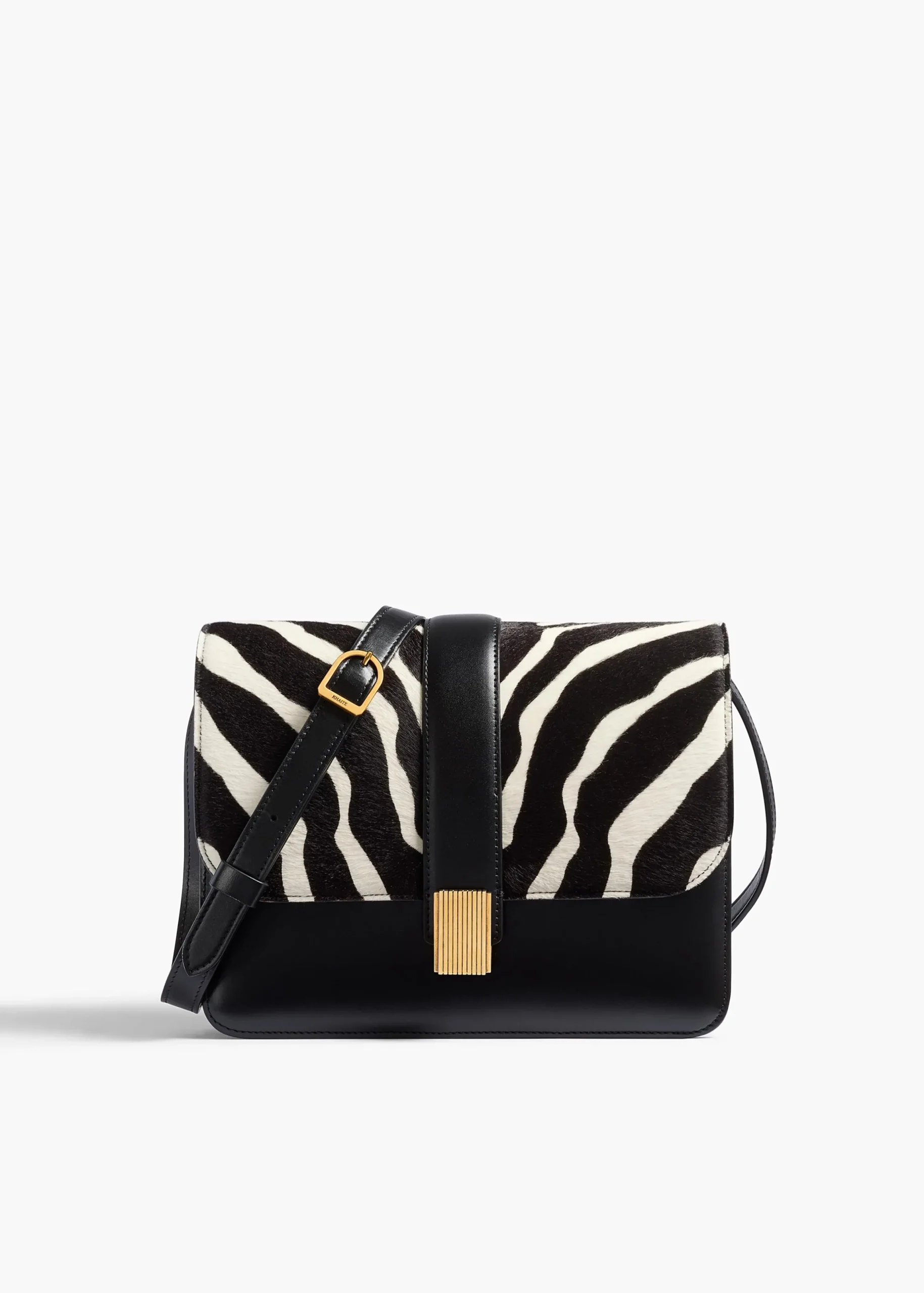 Blake Crossbody Bag in Zebra Print Haircalf and Black Leather