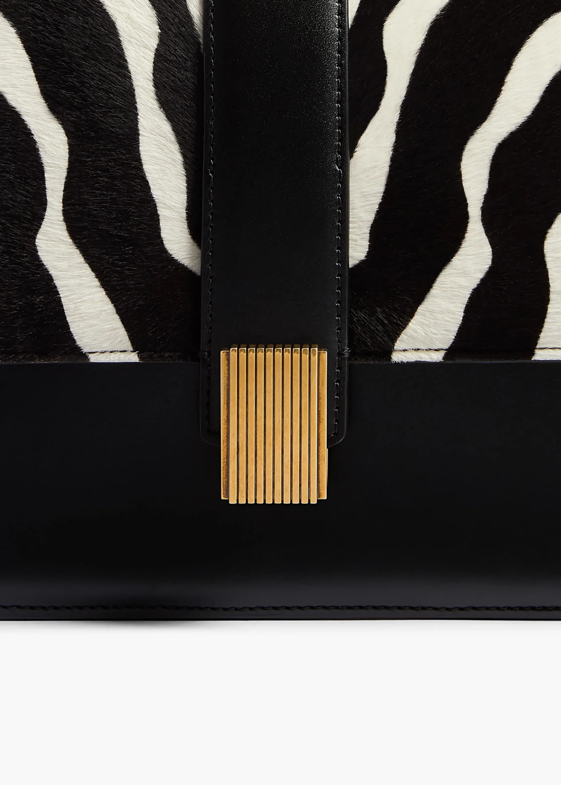 Blake Crossbody Bag in Zebra Print Haircalf and Black Leather