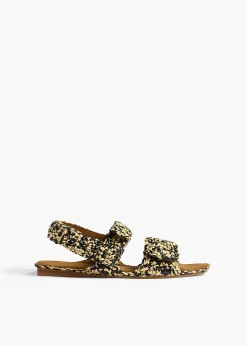 Boden Sandal in Black and White Raffia