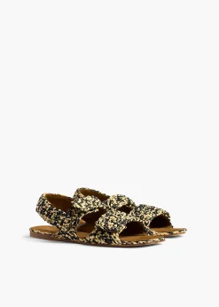 Boden Sandal in Black and White Raffia