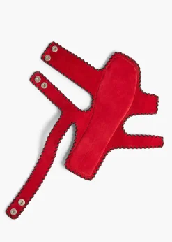 Boden Sandal in Lipstick Suede with Whip Stitch