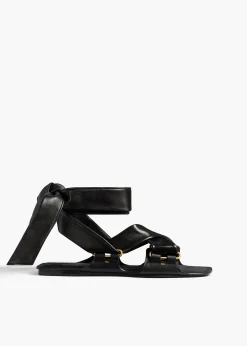 Boden Tied Sandal in Black Leather