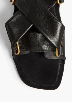Boden Tied Sandal in Black Leather