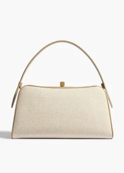 Cate Bag in Toffee Leather and Natural Canvas