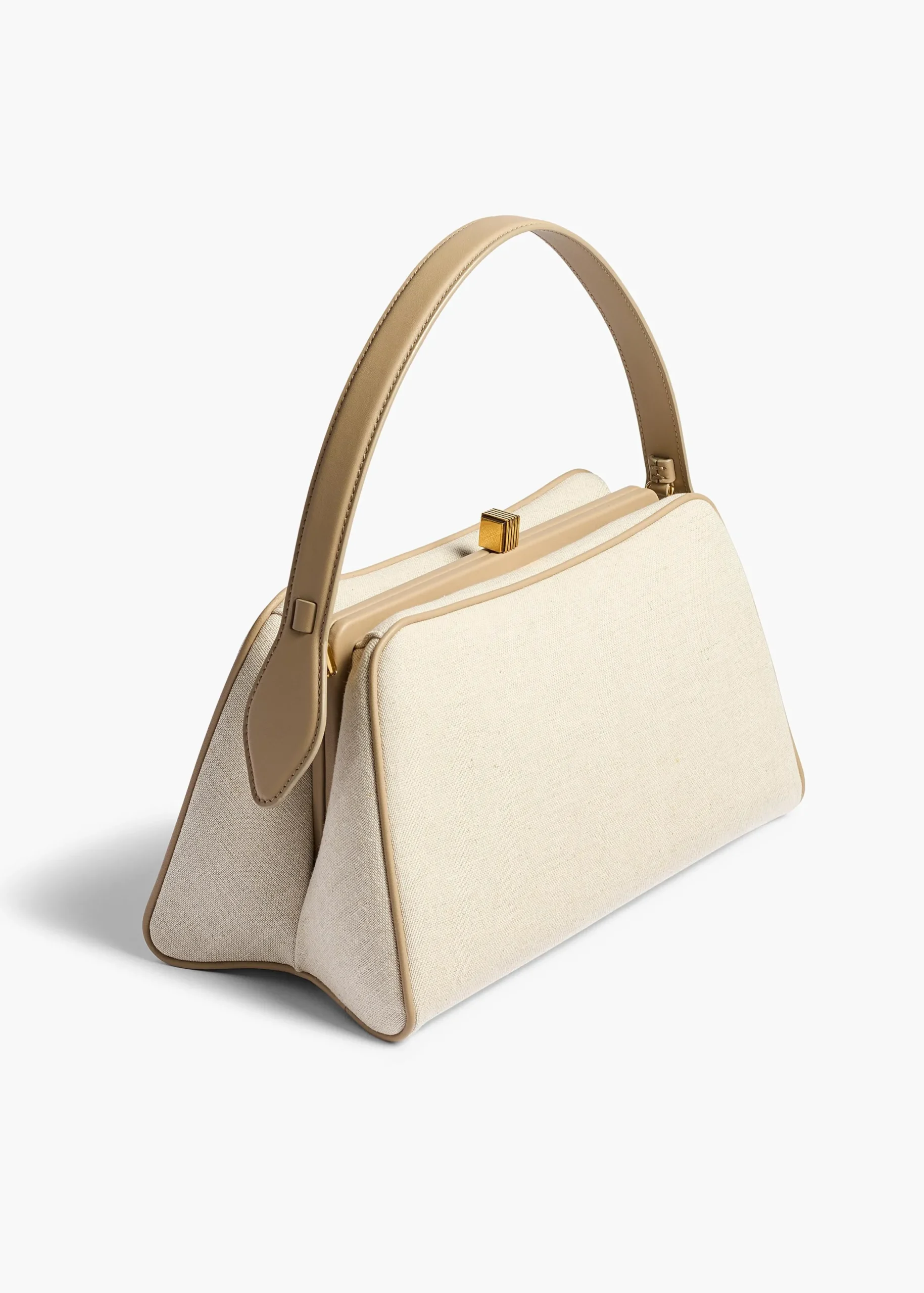 Cate Bag in Toffee Leather and Natural Canvas