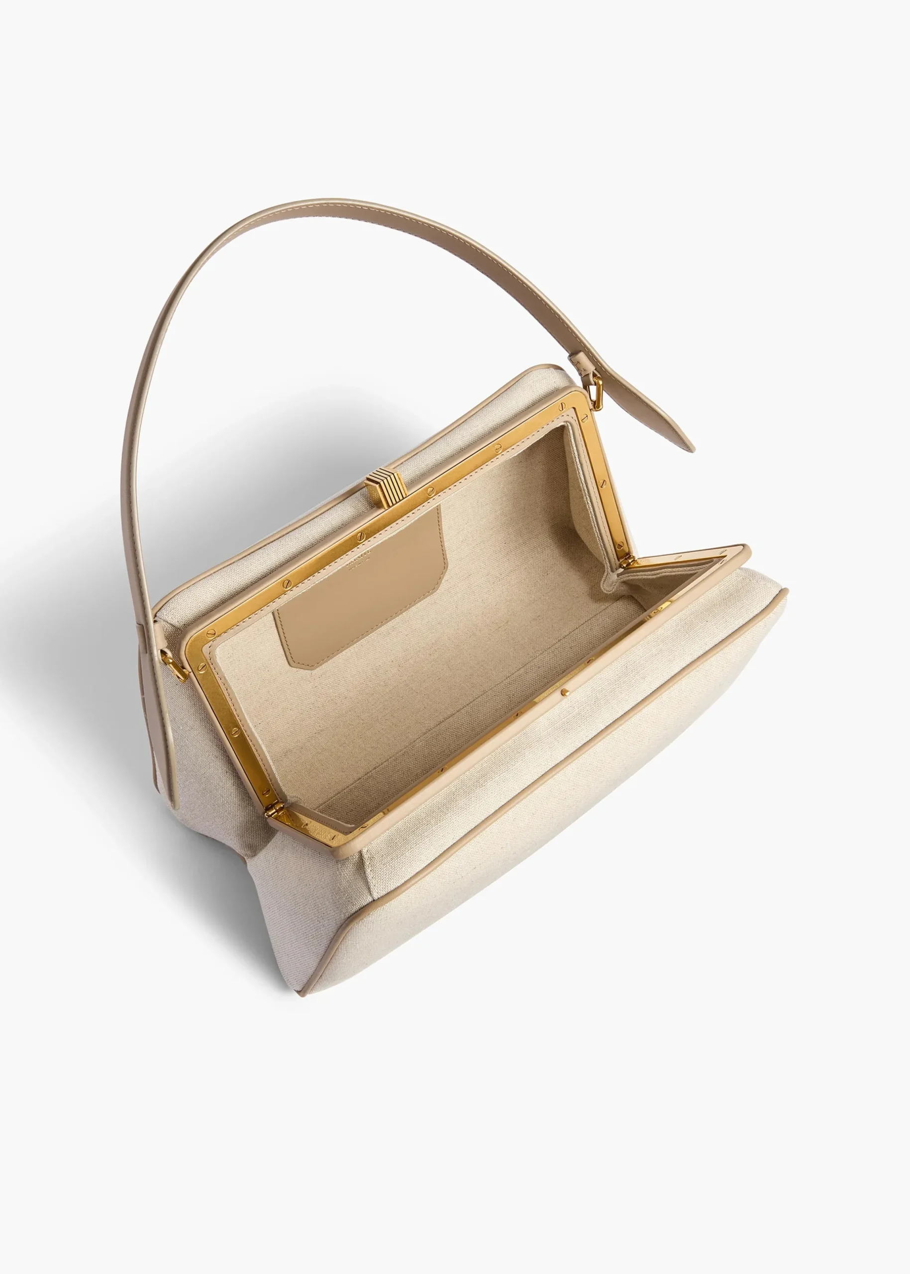 Cate Bag in Toffee Leather and Natural Canvas
