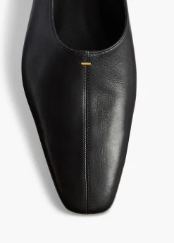 Cecilia Slingback Flat in Black Pebbled Leather