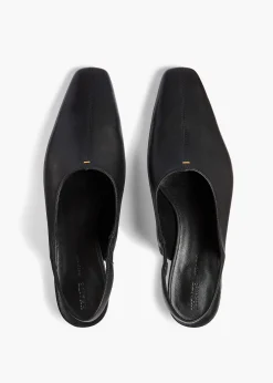 Cecilia Slingback Flat in Black Pebbled Leather
