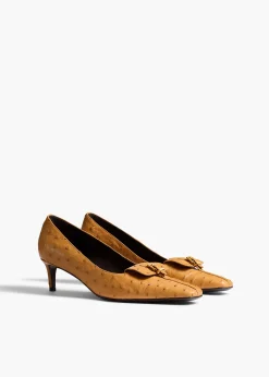Celia Pocket Pump in Chestnut Ostrich