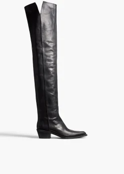 Clive Over-the-Knee Flat Boot in Black Leather