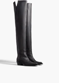 Clive Over-the-Knee Flat Boot in Black Leather