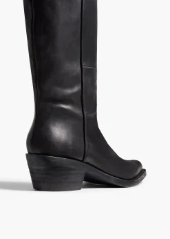 Clive Over-the-Knee Flat Boot in Black Leather