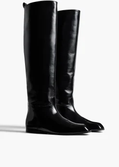 Colt Knee-High Boot in Black Glazed Leather
