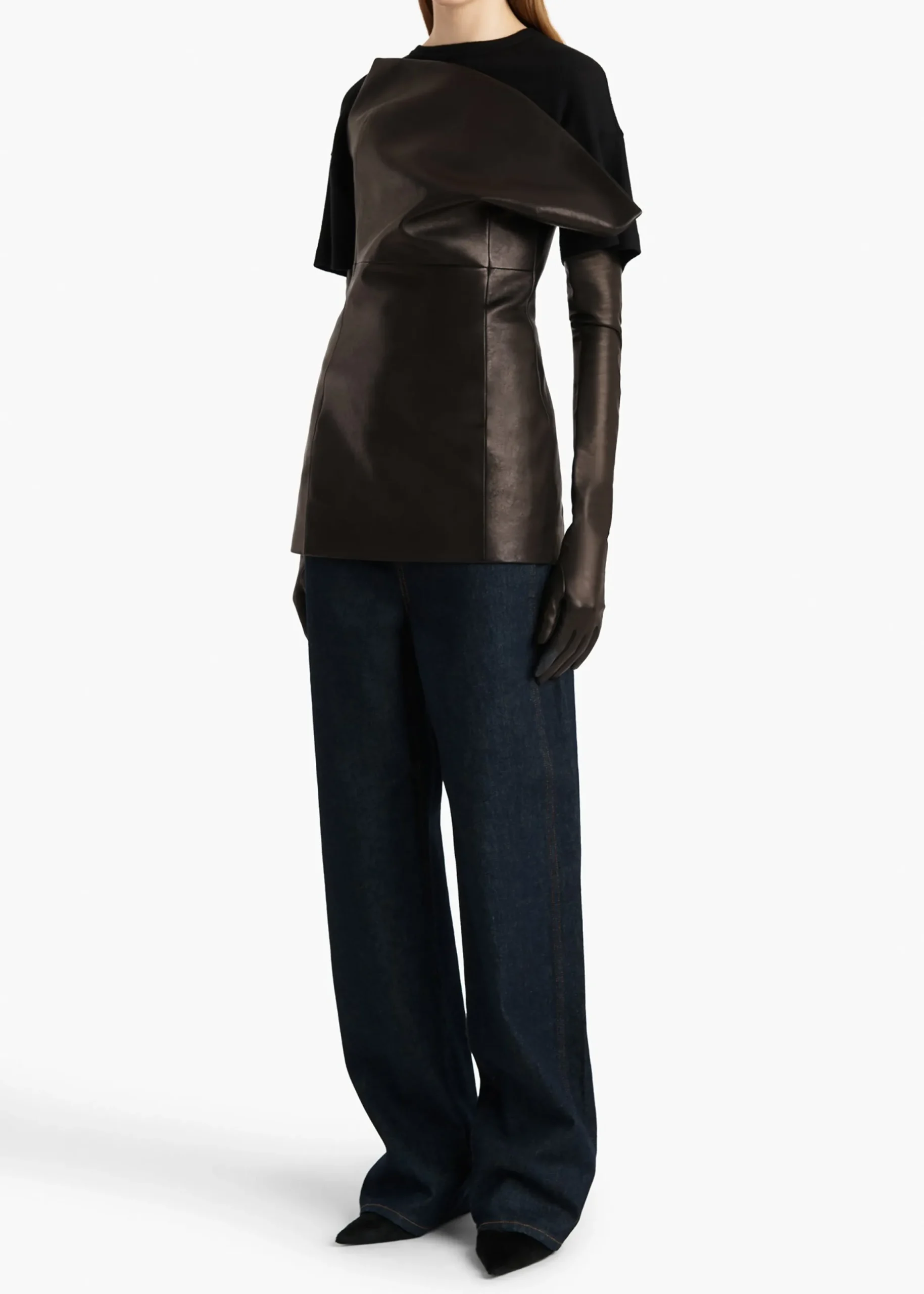 Corinne Top in Black Leather