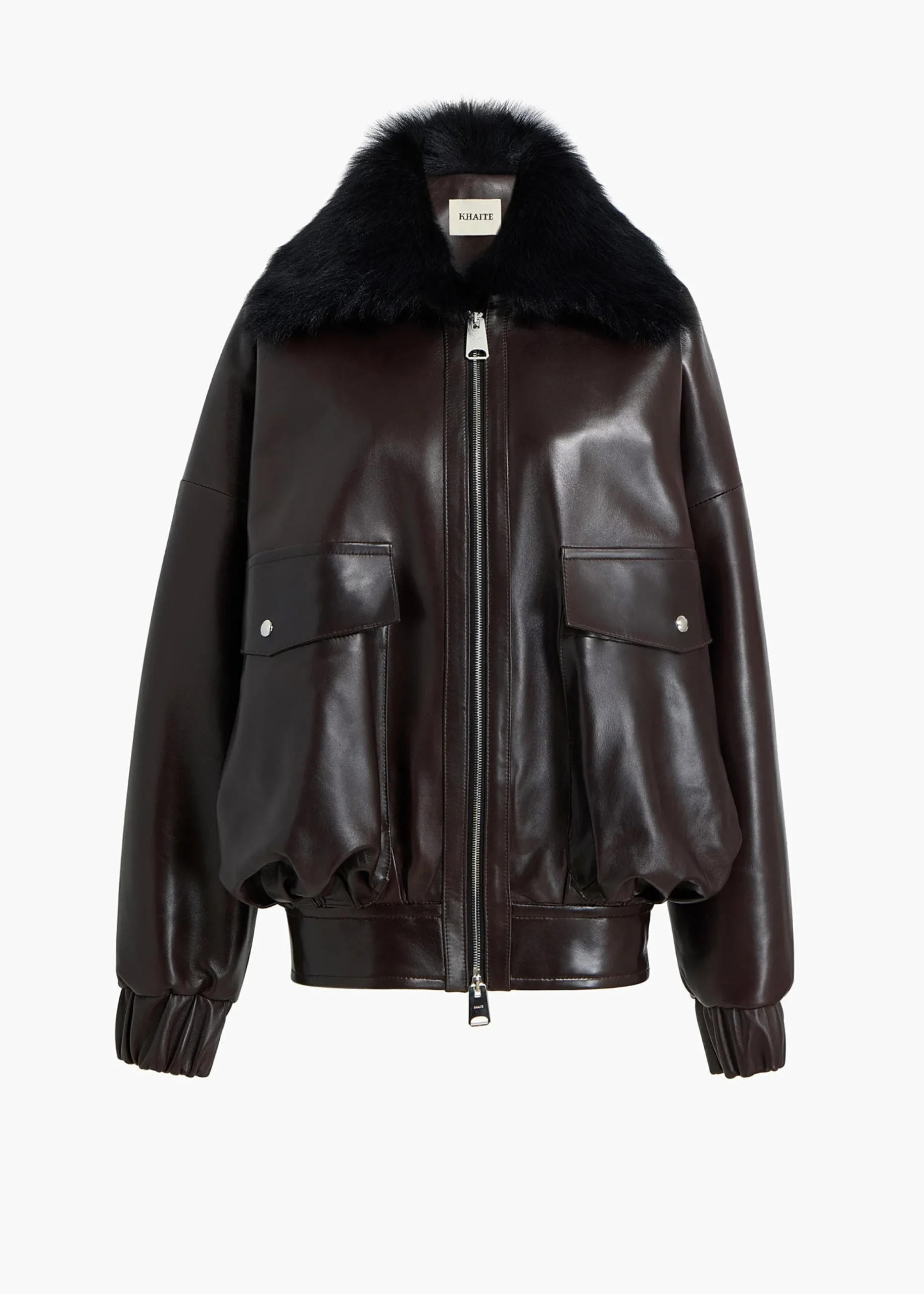 Daemon Jacket in Mud Leather with Shearling Collar